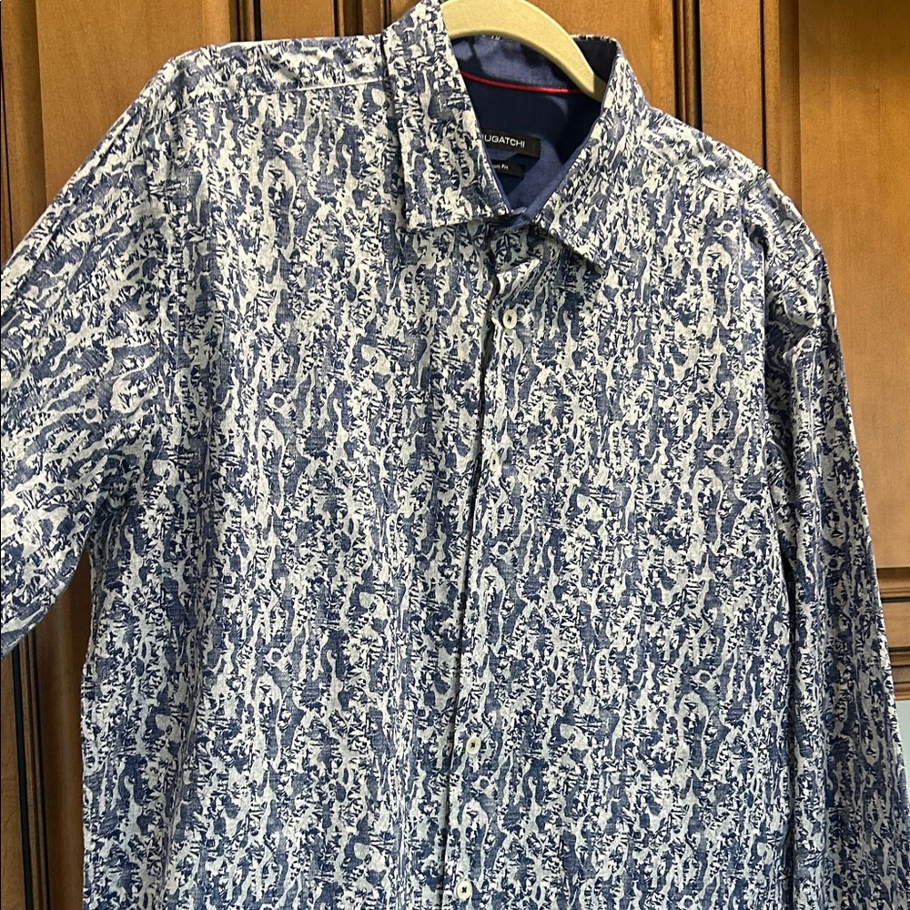 Bugatchi Men's Blue and White Casual Shirt - Picture 6 of 7